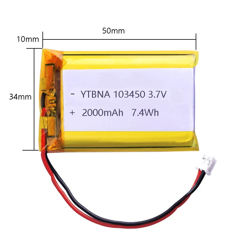 Акумулаторна Полимерно-Литиева батерия с Голям Капацитет От 3,7 В 103450 2000 mah, за PS4, Камери, GPS, Високоговорители Bluetooth, 3,7 В, батерии1