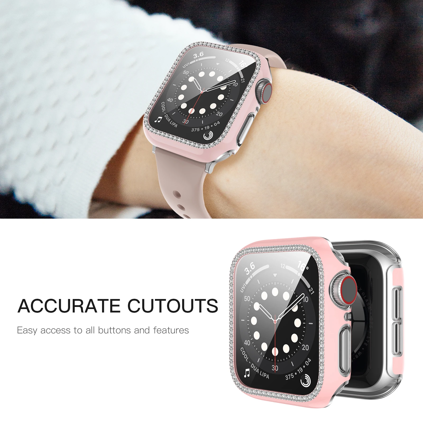 Калъф за часа на Apple watch case 45 мм 41 мм 44 мм 42 мм 40 мм, 38 мм и Закалена филм + diamond Защитна обвивка за iwatch 8 7 6 5 4 3 SE5