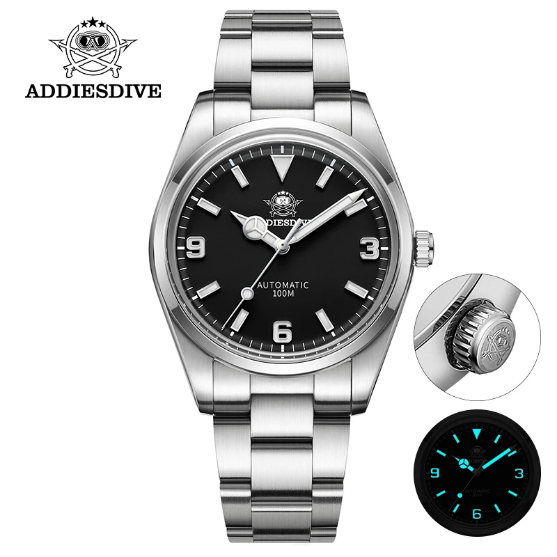 ADDIESDIVE Нов мъжки механичен часовник 10 бара от неръждаема стомана водоустойчив, мъжки ръчен часовник за гмуркане, автоматични часовници0