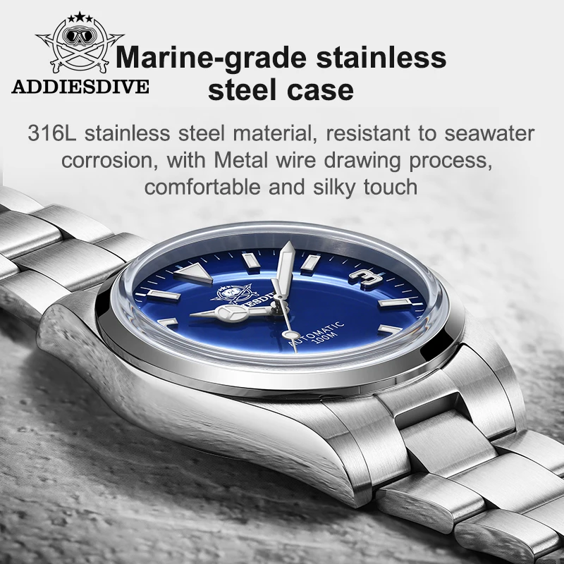 ADDIESDIVE Нов мъжки механичен часовник 10 бара от неръждаема стомана водоустойчив, мъжки ръчен часовник за гмуркане, автоматични часовници3