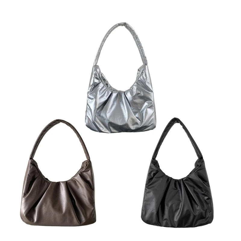 X4FF 2023 новата модерна чанта на рамото за момичета, дамски изкуствена плиссированная чанта за подмишниците, пътна чанта0