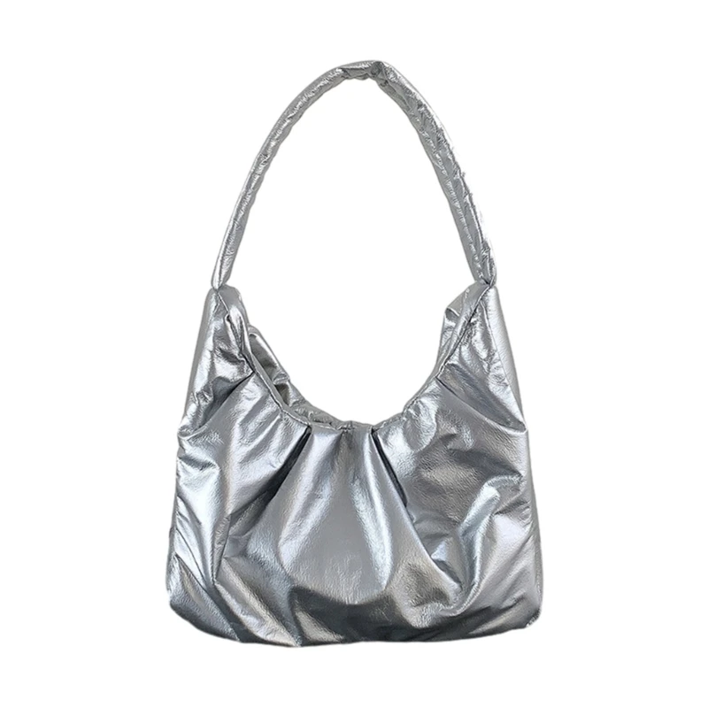 X4FF 2023 новата модерна чанта на рамото за момичета, дамски изкуствена плиссированная чанта за подмишниците, пътна чанта2