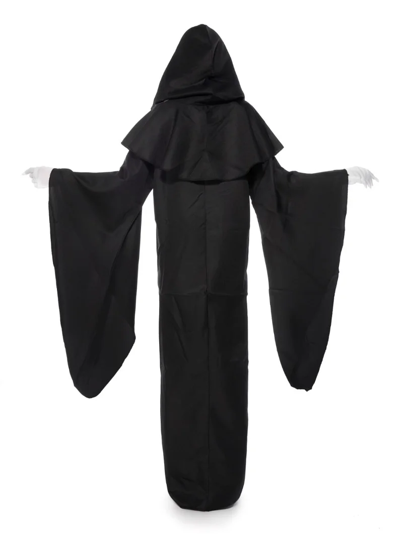 Хелоуин, мъжки костюм вещица, дълга черна качулка, готическата вещица, cosplay, елегантна рокля за парти, облекло5