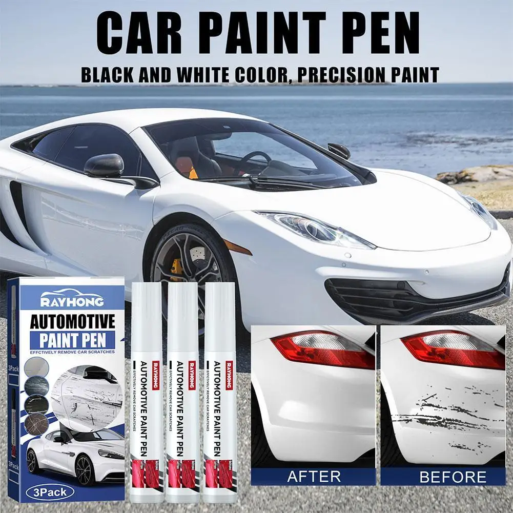 Дръжка за боядисване на автомобила, дръжка за ремонт на надраскване, водоустойчив писалка за премахване на драскотини, черна /бяла O3U70