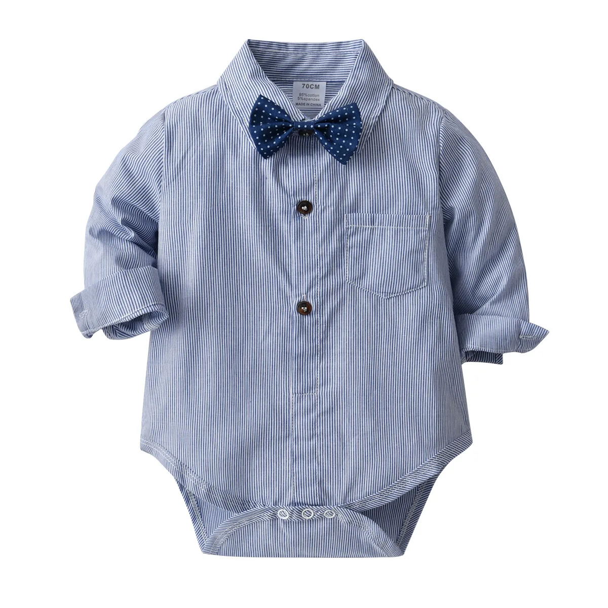 Есенното Облекло на лента, за по-Малките момчета, Гащеризон с лък + Панталон + Колан, 4 бр./компл., Детска Синя дрехи за новородени2