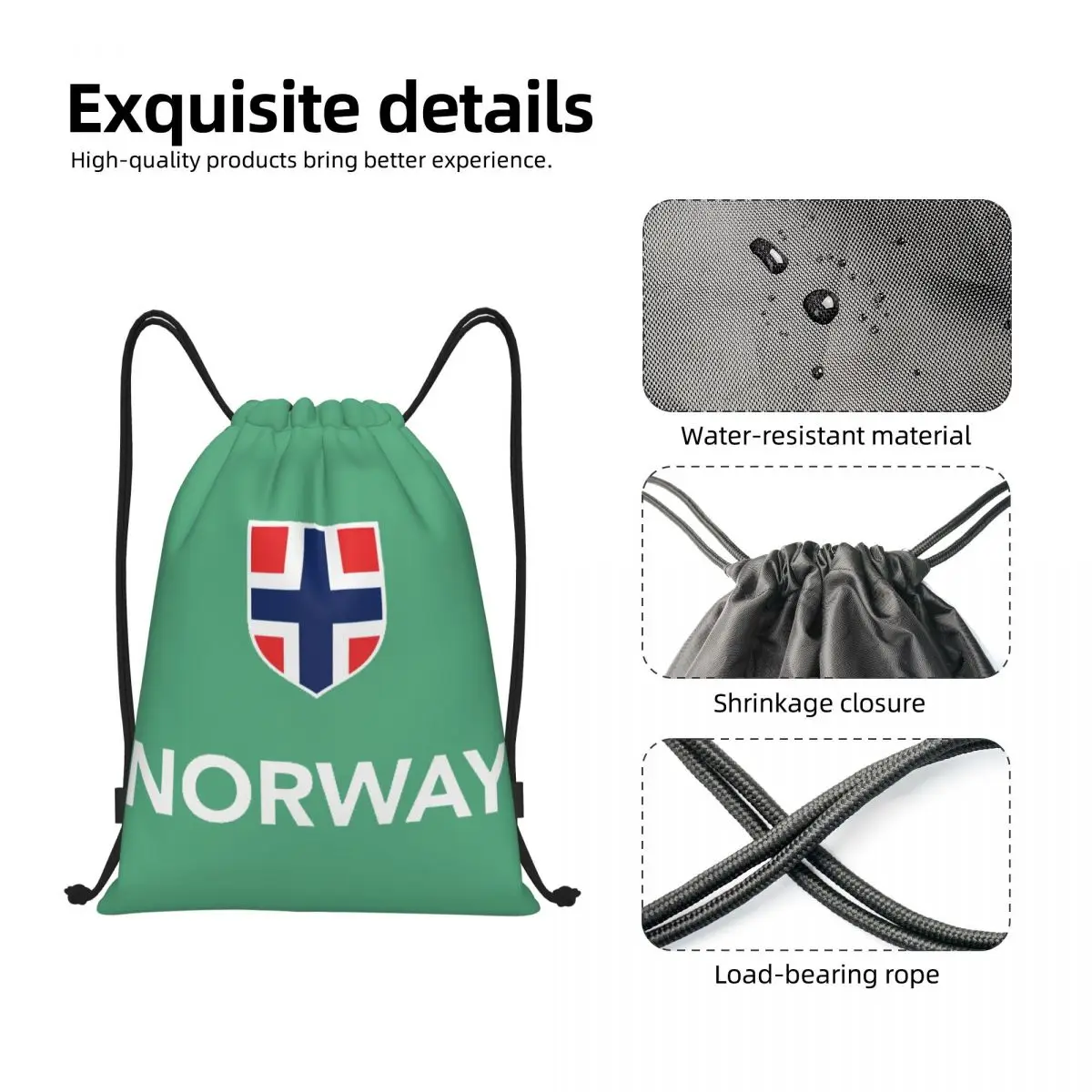 Норвежки флаг, раница на съвсем малък, женски мъжки раница за фитнес, сгъваема чанта за пазаруване с норвежки флаг, чанта2