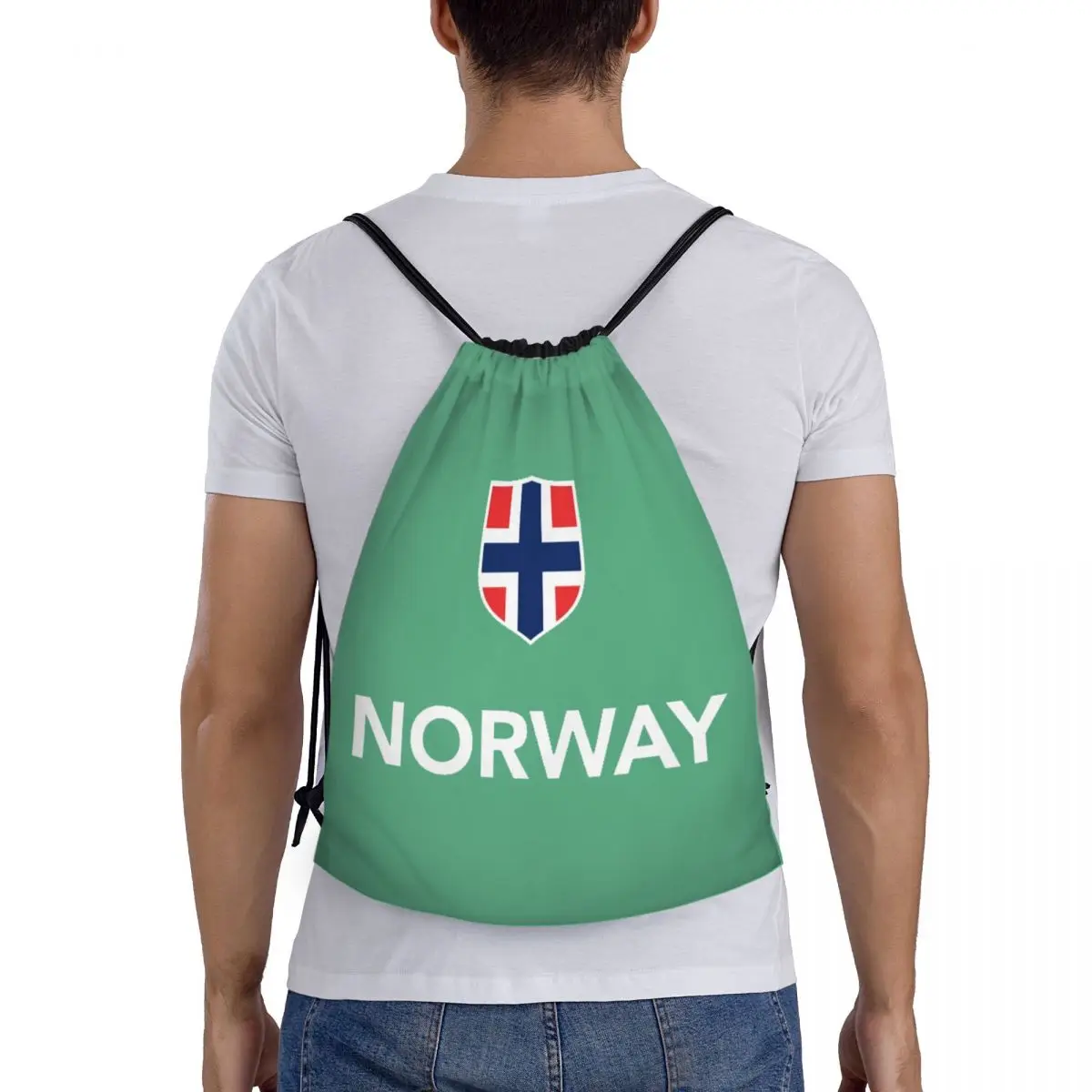 Норвежки флаг, раница на съвсем малък, женски мъжки раница за фитнес, сгъваема чанта за пазаруване с норвежки флаг, чанта4