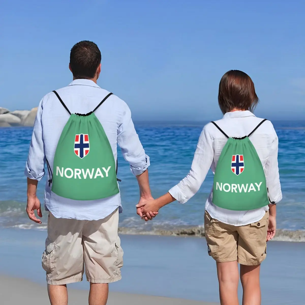 Норвежки флаг, раница на съвсем малък, женски мъжки раница за фитнес, сгъваема чанта за пазаруване с норвежки флаг, чанта5