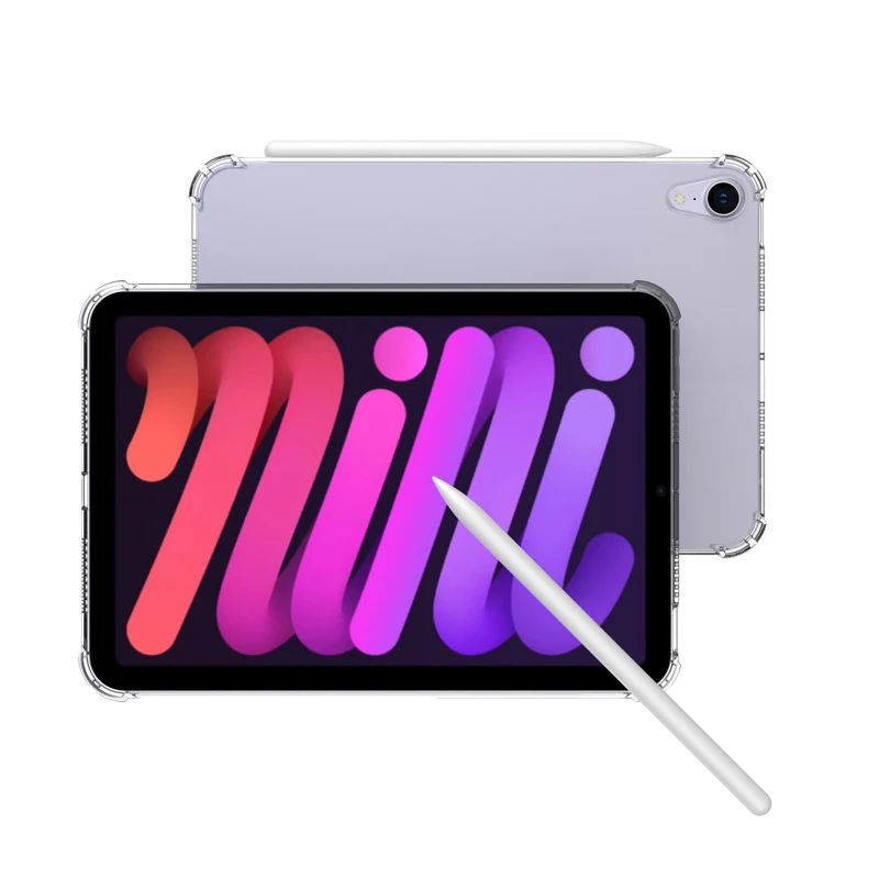 Прозрачен силиконов калъф за iPad Mini 6, устойчив на удари ултра тънък прозрачен калъф за Apple 2021 Mini 6, калъф Funda1
