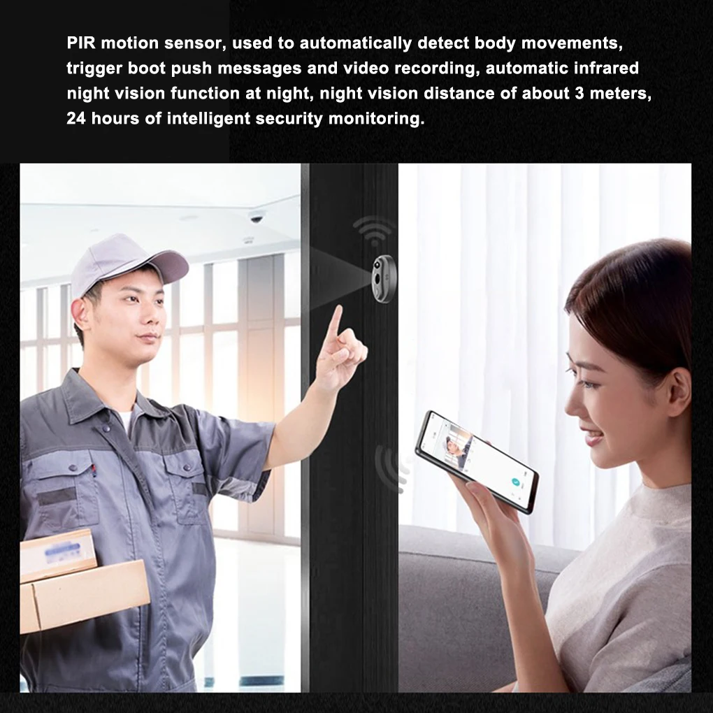 Видео домофон Безжичен WiFi Sasha App Smart Door Viewer PIR Motion Акумулаторна разговор за сигурност3