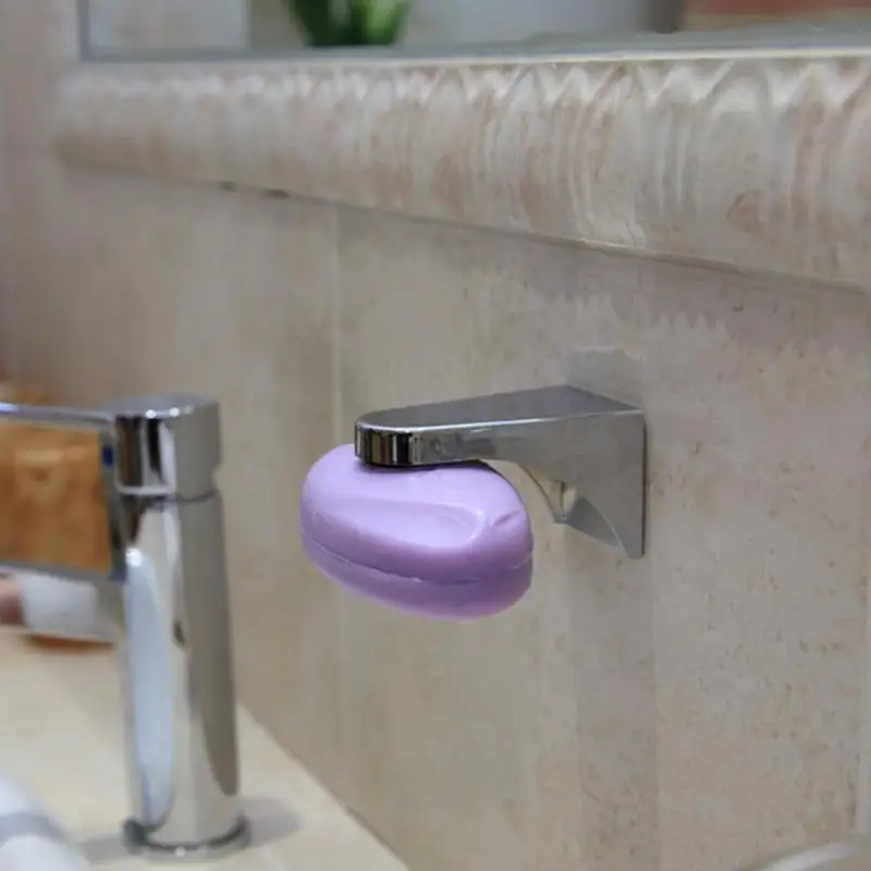Окачен държач за сапун в банята, самозалепващи препарат за съдове с магнит, монтиран на стената, висящи поставки за сапун, захранващи сапун за баня3