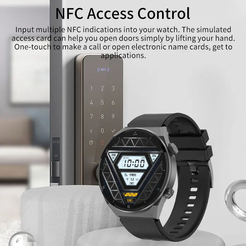 LIGE NFC 412*412 Смарт Часовник с HD Екран, Мъжки Умни Часовници, Безжично Зарядно Устройство, Бизнес Часовници, Нови Bluetooth Часовници за Android и IOS2