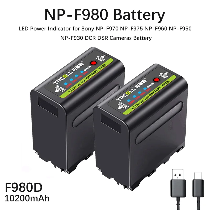 USB Изход 10200 ма NP-F970 NP-F980 Видео Индикатор за Заряд на батерия за Sony NP-F990 NP-F975 NP-F960 NP-F950 NP-F930 DCR DSR0
