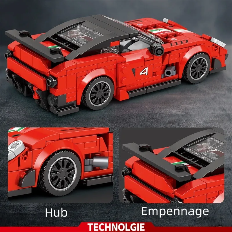 Нов технически състезателен автомобил 488 City Speed, градивни елементи, на модел на спортен автомобил на вечеря, играчки за сглобяване, подаръци за деца3