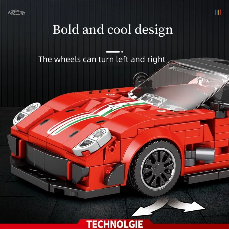 Нов технически състезателен автомобил 488 City Speed, градивни елементи, на модел на спортен автомобил на вечеря, играчки за сглобяване, подаръци за деца4