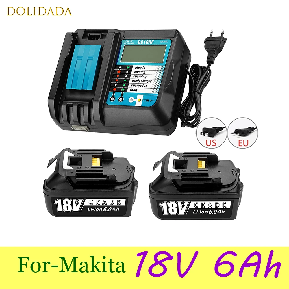 За-Makita Батерия 18V 6Ah Акумулаторна Батерия 18650 Литиево-Йонна Замяна Батерия за-Makita BL1840B BL1850 с Led Зарядно устройство0