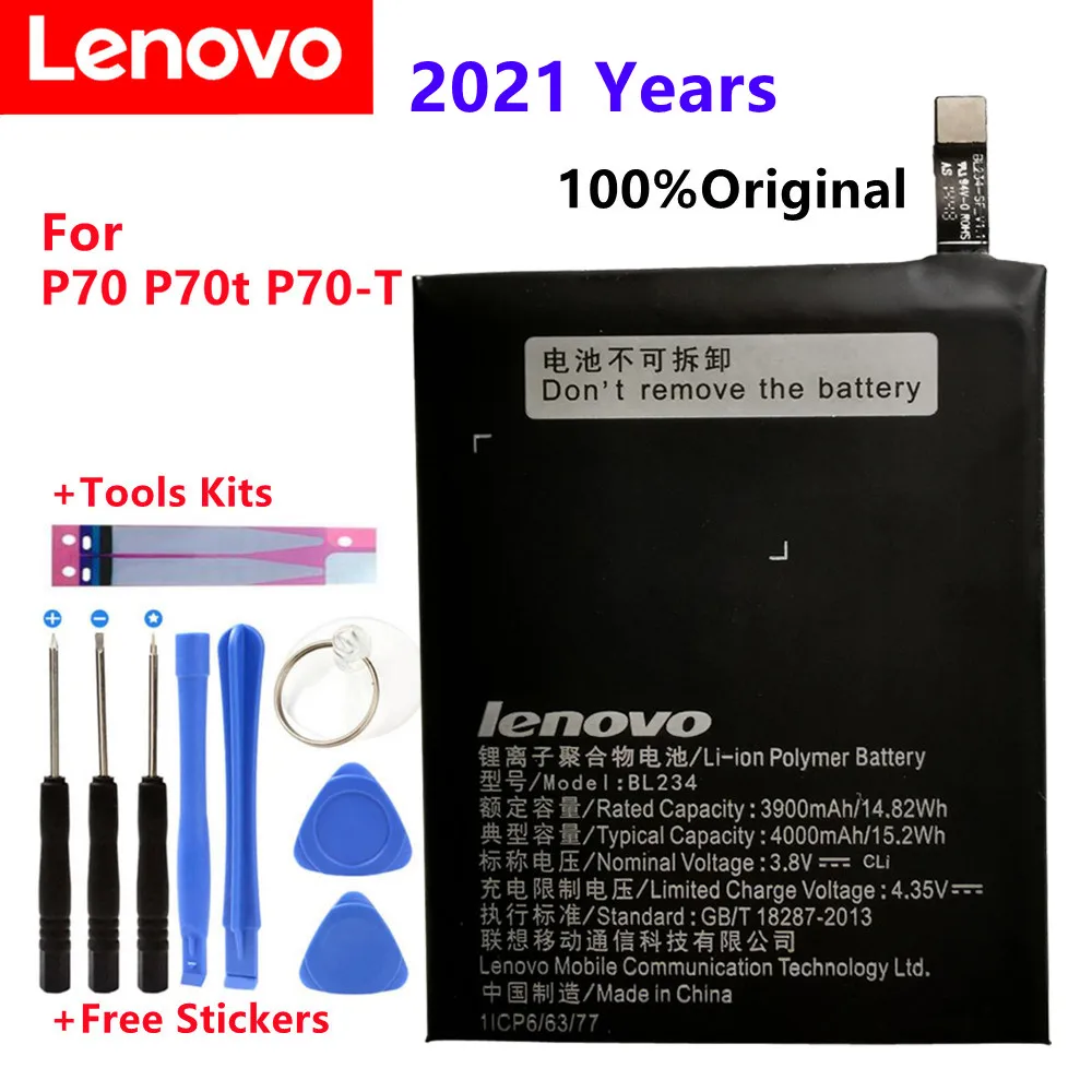 100% чисто Нов Оригинален истински батерия 4000 mah BL234 с лепилен стикер 3 М за Lenovo Vibe P1M P1MA40 P70 P70t P70-T P70A P70-A0