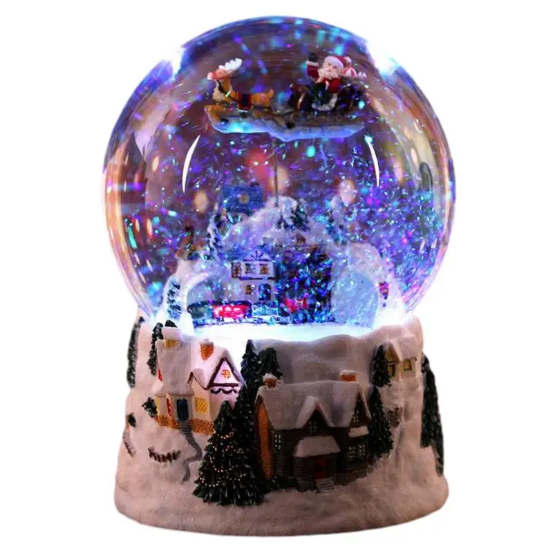 Коледен сняг къща, кристална топка, музикална ковчег, въртяща се лампа, 4-в-1, мултифункционален кристален глобус, коледен подарък0