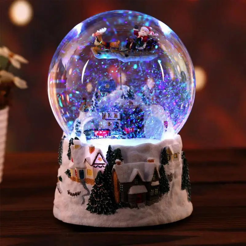 Коледен сняг къща, кристална топка, музикална ковчег, въртяща се лампа, 4-в-1, мултифункционален кристален глобус, коледен подарък3