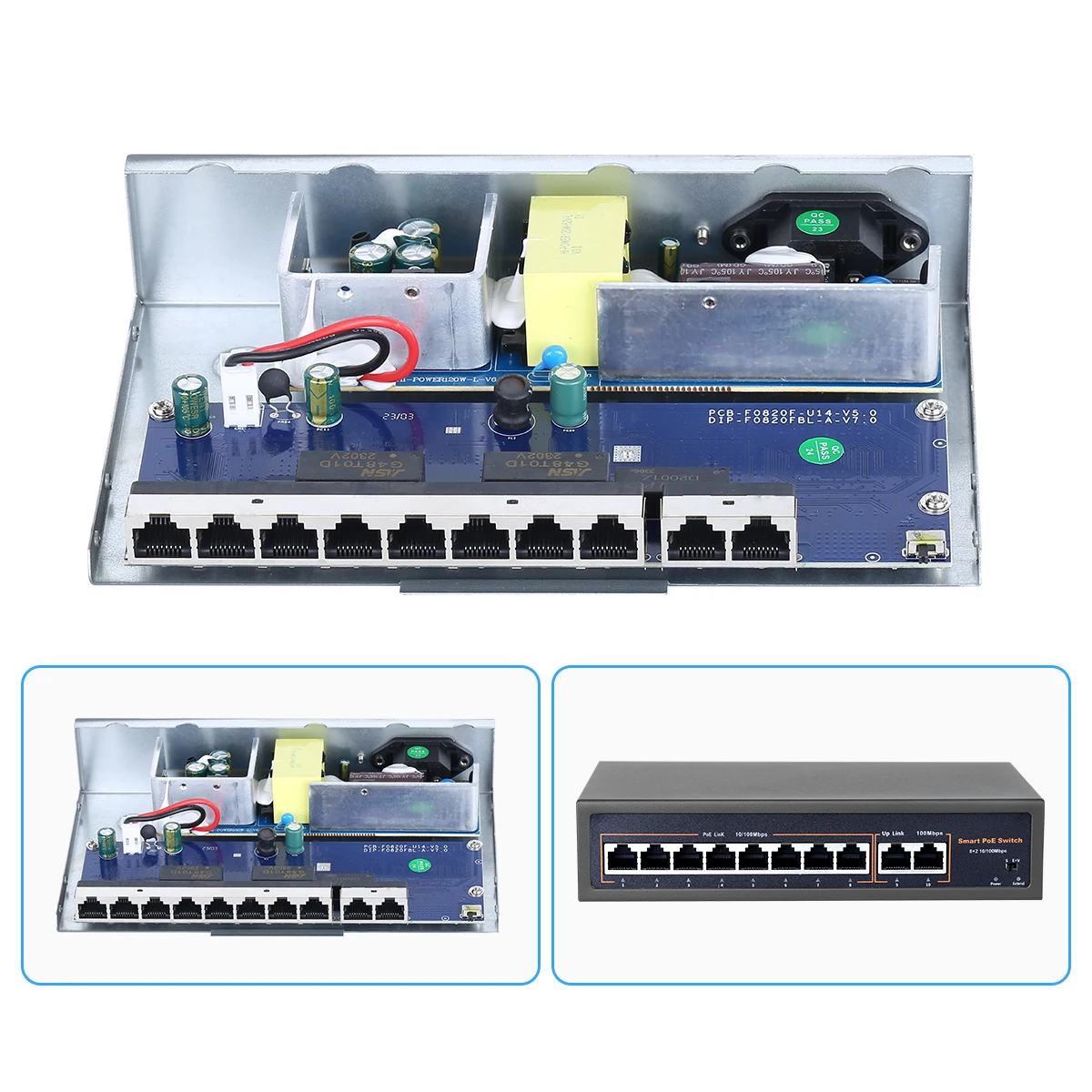 Techage 4CH 8CH 16CH Мрежов комутатор POE 52V с IP камера IEEE 802.3 af/at Over Ethernet 10/100 Mbit/с/Безжична точка за достъп/Камера за видеонаблюдение1