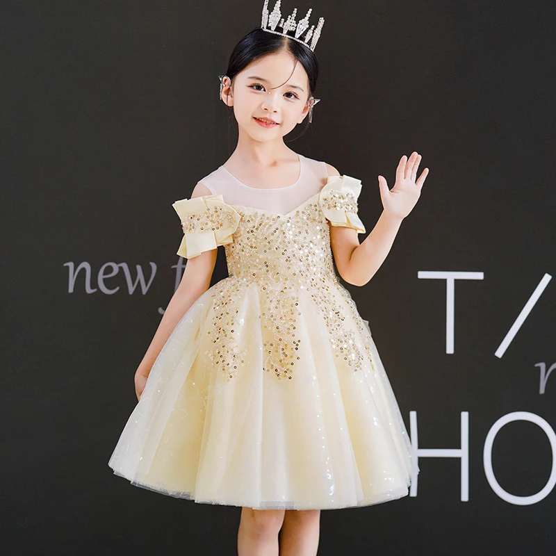Елегантна рокля на принцеса за момиченца 2023, пролетно-летни дрехи с къси ръкави, празничен костюм за дете от 4 до 14 години1