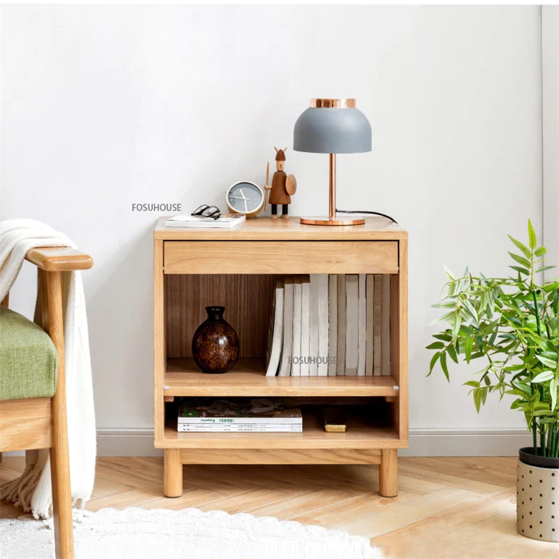Холна масичка от ратан със скандинавски дизайн от дърво за дневна, нощни шкафче за мека мебел, модерна минималистичная дрешник, мебели за спалня1
