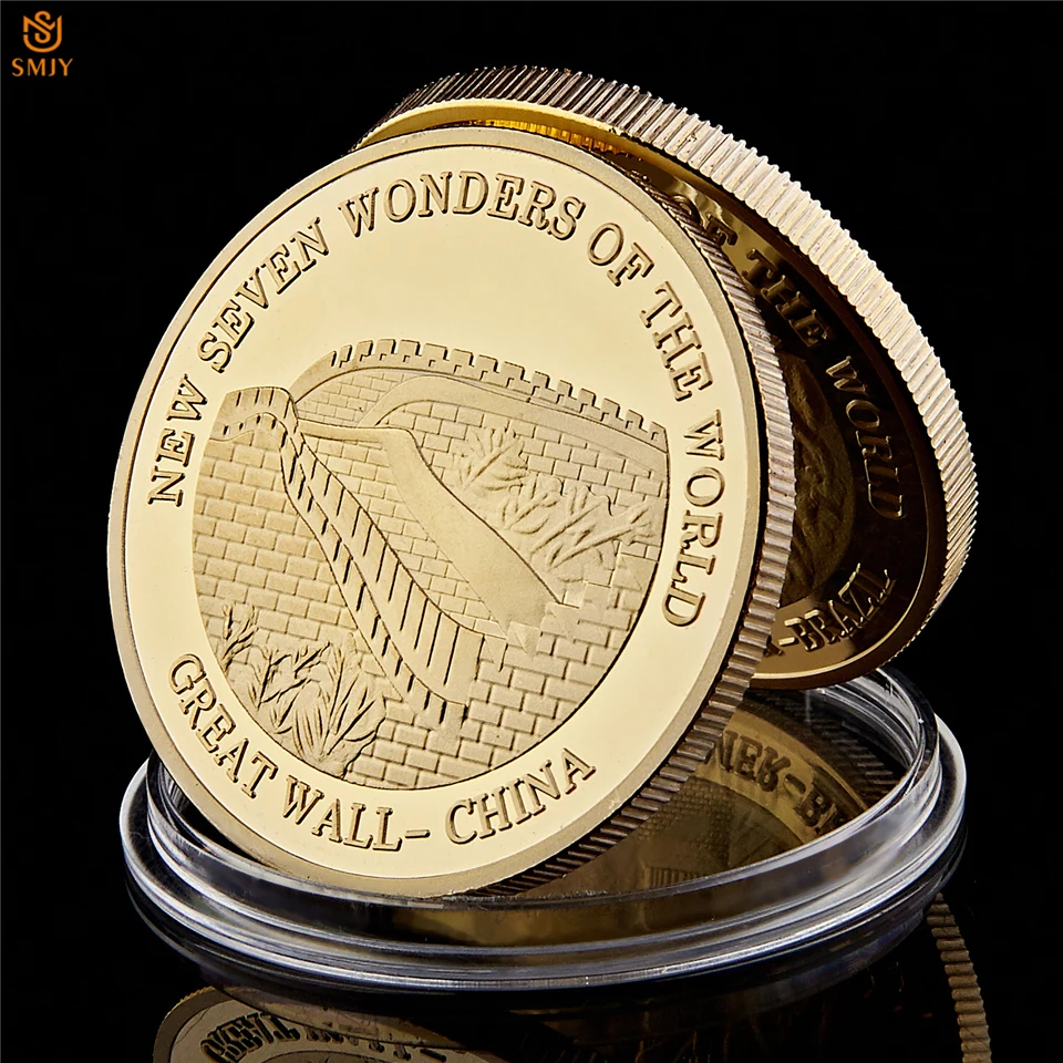 2017 са подбрани Златна монета Китайската мили на Великата стена за Новите седем чудеса на Възпоменателен подарък с луксозна кутия4