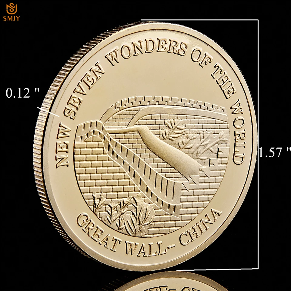 2017 са подбрани Златна монета Китайската мили на Великата стена за Новите седем чудеса на Възпоменателен подарък с луксозна кутия5