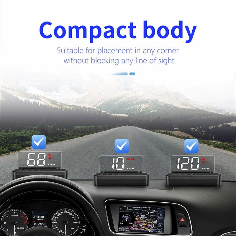 Кола на универсален цифров GPS-измерване на скоростта на Hud Heads Up Display Предупреждение за превишаване на скоростта и умора Многофункционални уреди за интериор на автомобили5