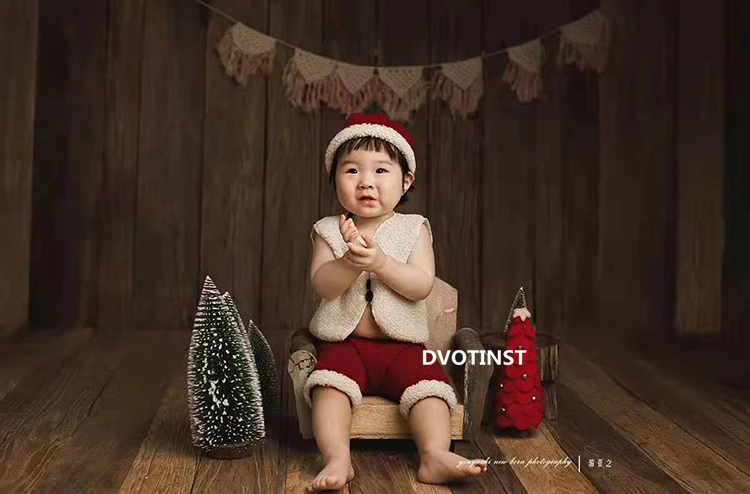 Dvotinst Реквизит за снимки на новородени, комплект коледно облекло, капор, жилетка, панталони, Дядо Коледа, подпори за студийни на снимките, подпори за фотосесия2