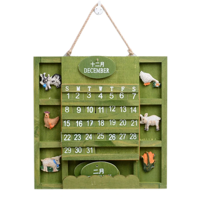 Ретро средиземноморски календар, wooden вечен календар, стенен календар, украса за дома магазин, украсени с Дръжките0
