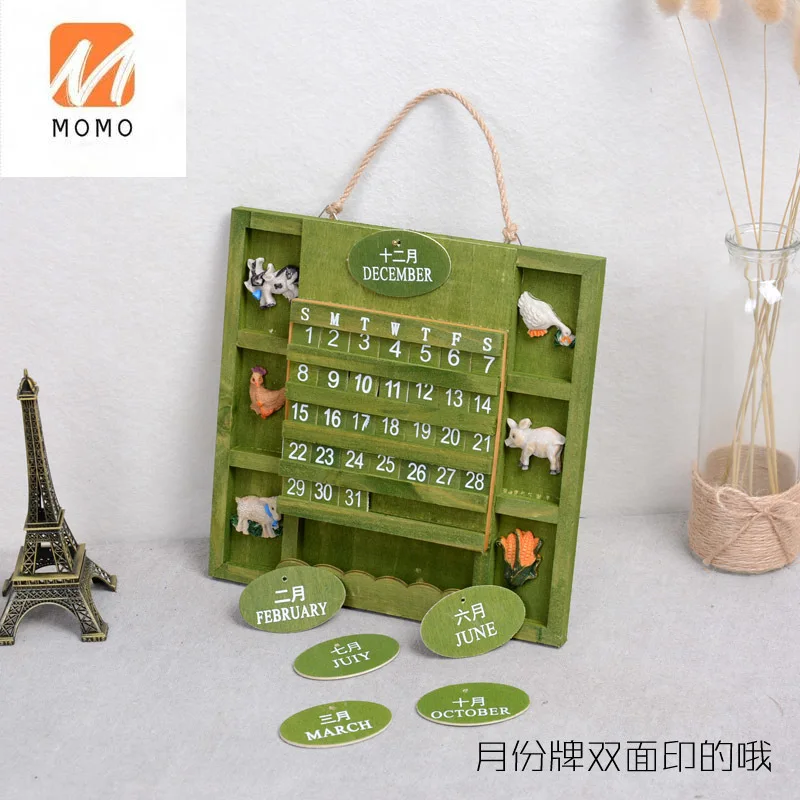 Ретро средиземноморски календар, wooden вечен календар, стенен календар, украса за дома магазин, украсени с Дръжките4