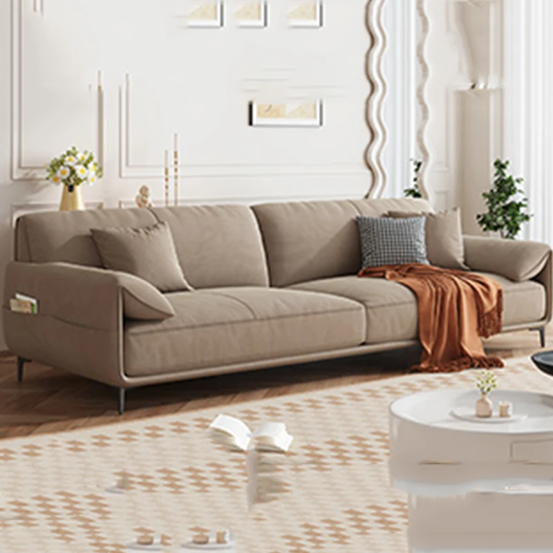 Минималистичен дълъг скандинавски диван за дневна в бял цвят. Секционни маса за хранене, детски диван с възможност за сгъване на облегалката, диван за сядане, надуваеми мебели за хотел HDH2