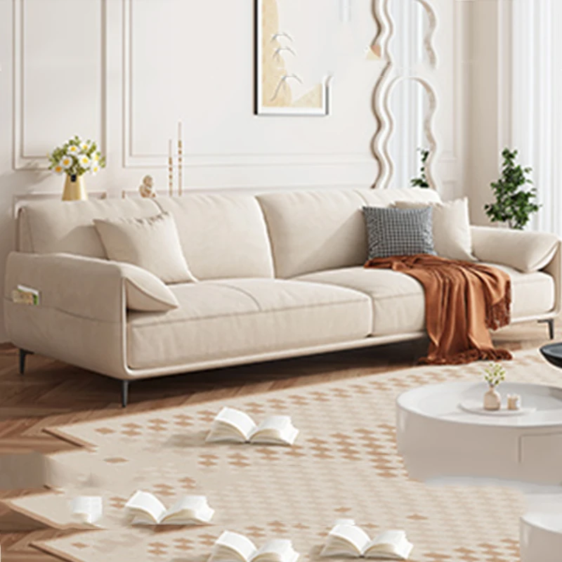 Минималистичен дълъг скандинавски диван за дневна в бял цвят. Секционни маса за хранене, детски диван с възможност за сгъване на облегалката, диван за сядане, надуваеми мебели за хотел HDH3