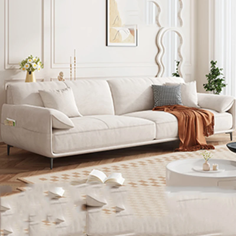 Минималистичен дълъг скандинавски диван за дневна в бял цвят. Секционни маса за хранене, детски диван с възможност за сгъване на облегалката, диван за сядане, надуваеми мебели за хотел HDH5