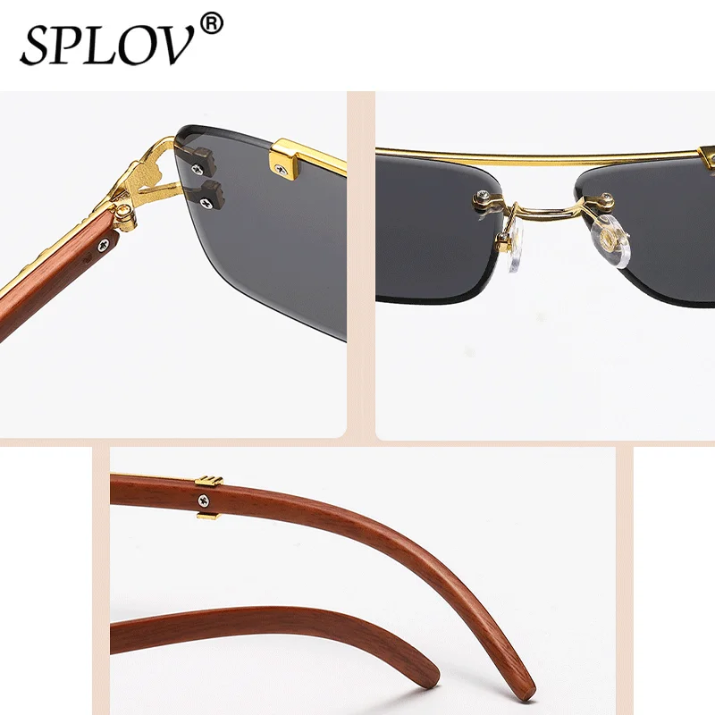 Ретро дървени квадратни слънчеви очила, дамски луксозни мъжки слънчеви очила, фирмен дизайн, златни леопардовые очила с двойна греда, декоративни очила с UV4003