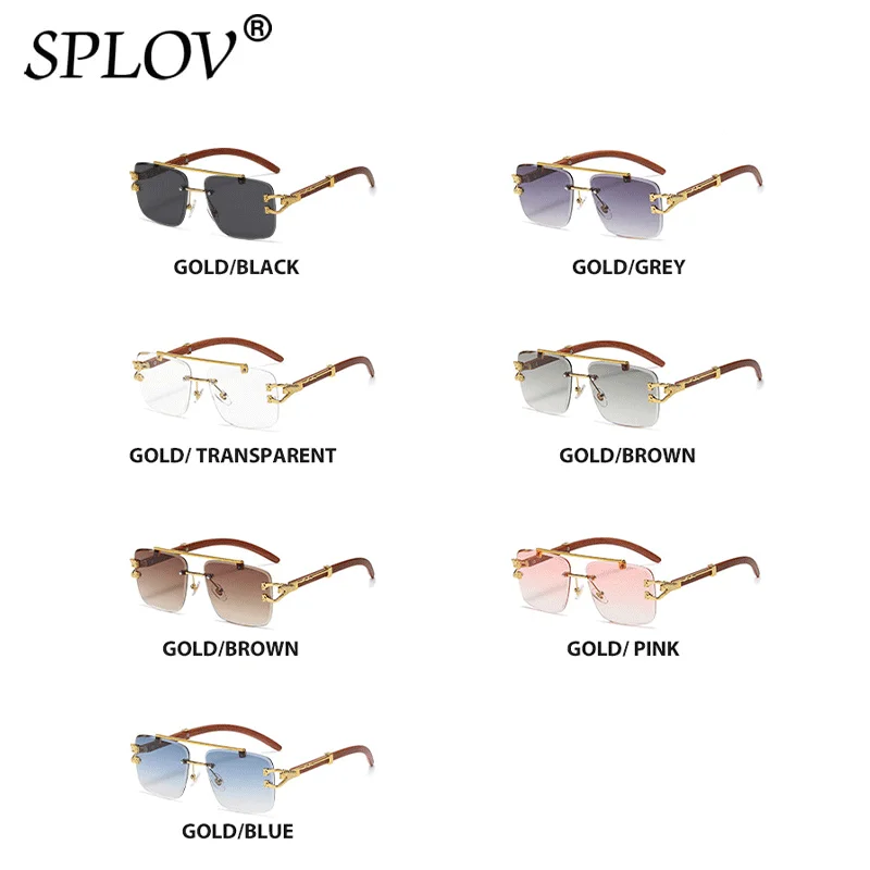 Ретро дървени квадратни слънчеви очила, дамски луксозни мъжки слънчеви очила, фирмен дизайн, златни леопардовые очила с двойна греда, декоративни очила с UV4004