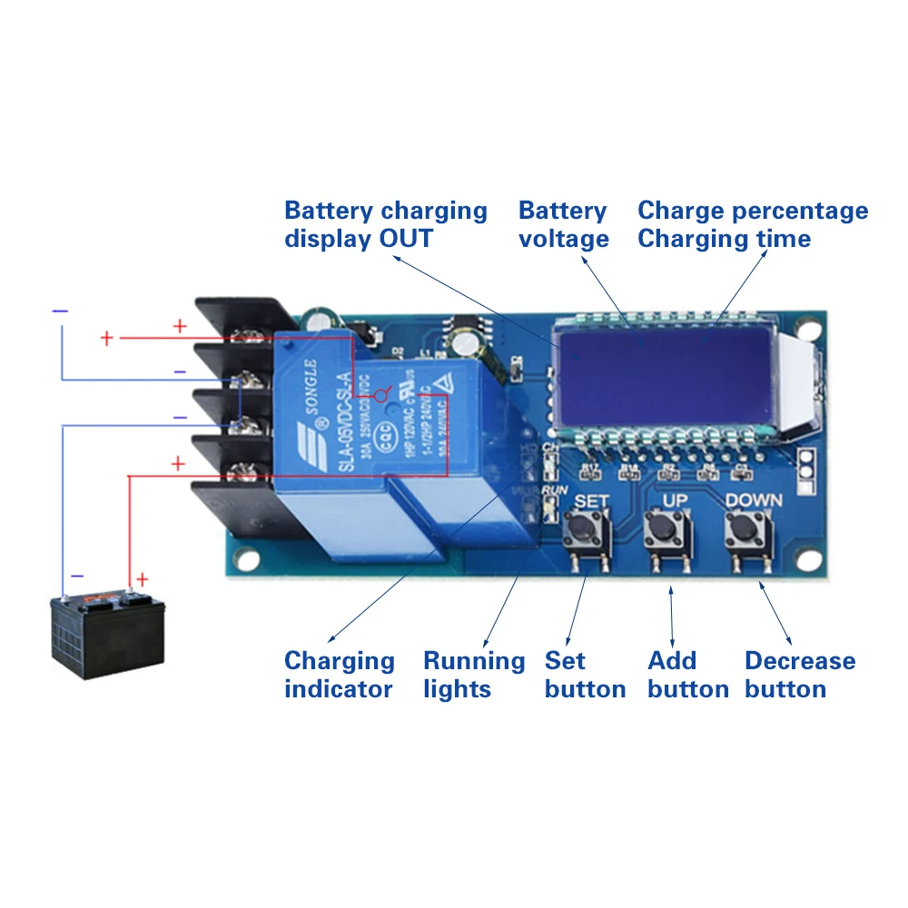 1 бр. Модул за управление на зарядното устройство за оловно-киселинната батерия 6-60 В 10A 30A, цифров ключ за управление на защитени от презареждането4