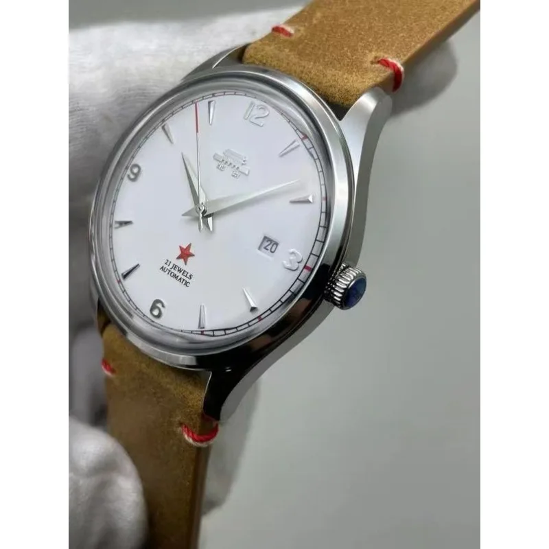 Часовници Beijing Ретро изчистен циферблат син сапфир Модерен бизнес Баухаус Red Star 21Jewels Автоматични механични часовници за мъже3