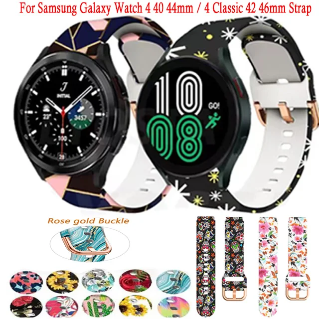 Силиконов каучук с принтом за Samsung Galaxy Watch 4 Класически 42 мм и 46 мм гривна 20 мм гривна за Galaxy Watch4 40 мм 44 мм Correa0