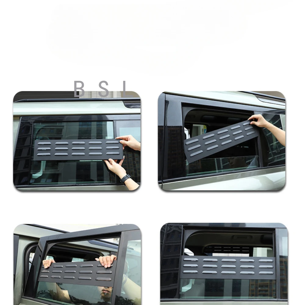 За Land Rover Defender 110 130 2020-2023 Алуминиеви черни вентилационни отвори задната врата на колата, отвори, щори, декоративни капаци, автомобилни аксесоари0