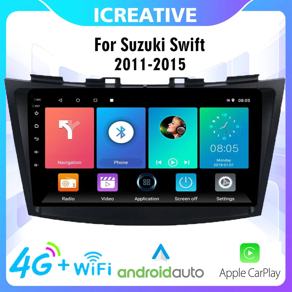 За Suzuki Swift 2011-2015 радиото в автомобила 9 инча 2 Din Android 4G Carplay мултимедиен плейър, GPS навигация Bluetooth, WIFI главното устройство0