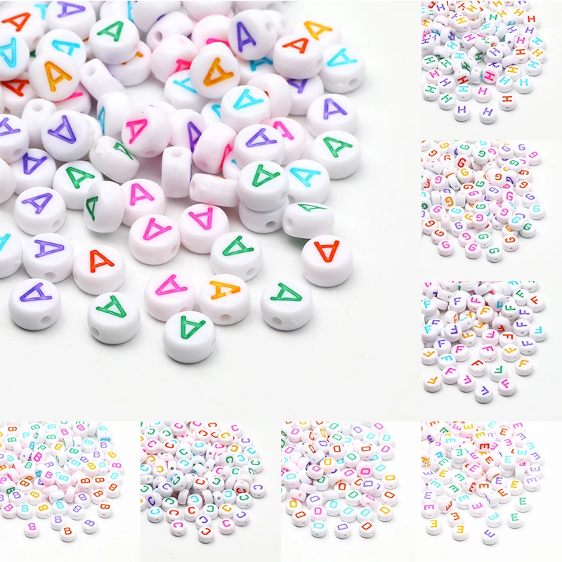 7x4 mm Цветни Кръгли Букви от Азбуката A-Z Акрилни Свободни Мъниста-Разделители за Бижута направи си Сам Гривна Колие Hanmdade Accessorie0