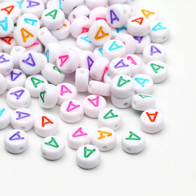7x4 mm Цветни Кръгли Букви от Азбуката A-Z Акрилни Свободни Мъниста-Разделители за Бижута направи си Сам Гривна Колие Hanmdade Accessorie1