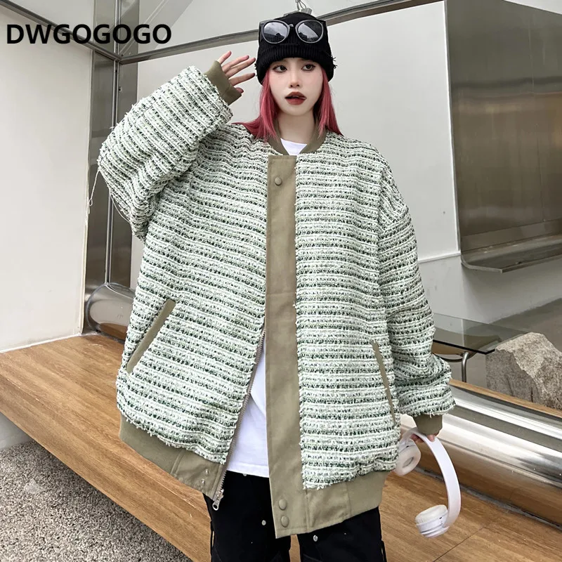 Дамско модно палто-жилетка в райе, есен 2023, нова корейска версия, всекидневни свободен жилетка с цип, на горно облекло0