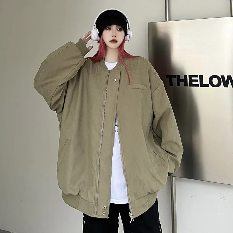 Дамско модно палто-жилетка в райе, есен 2023, нова корейска версия, всекидневни свободен жилетка с цип, на горно облекло1
