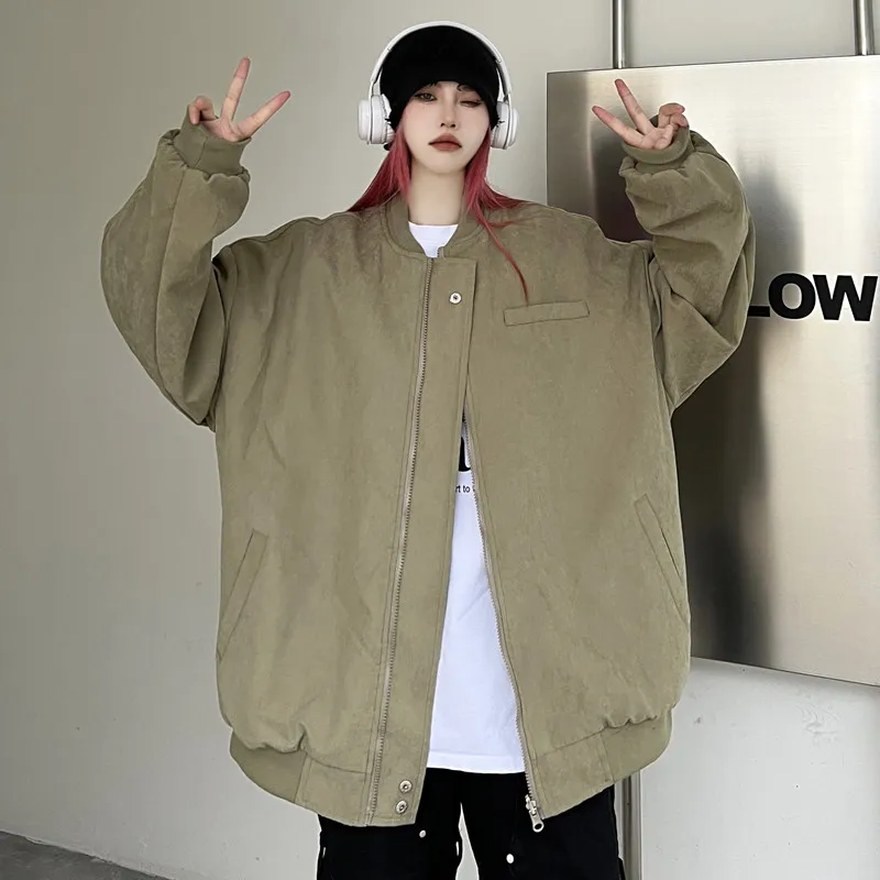 Дамско модно палто-жилетка в райе, есен 2023, нова корейска версия, всекидневни свободен жилетка с цип, на горно облекло4