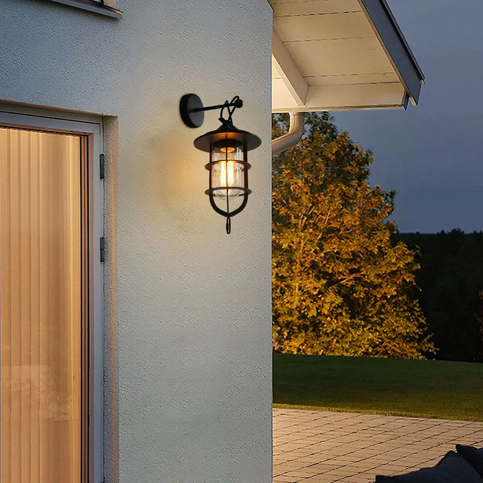 Елегантен фенер с монтиран на стената лампа, за Външен стенен монтаж лампа, градинска халба бира на верандата1