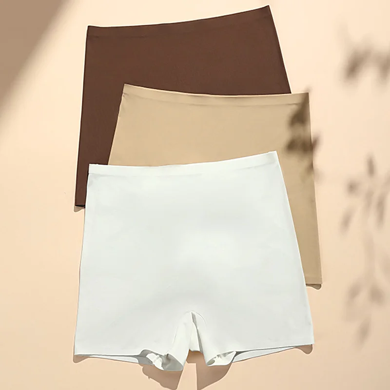 Дамски секси защитни шорти под пола, дышащее бельо, безшевни боксерки с висока талия, къси панталони от ледената коприна, голям размер4