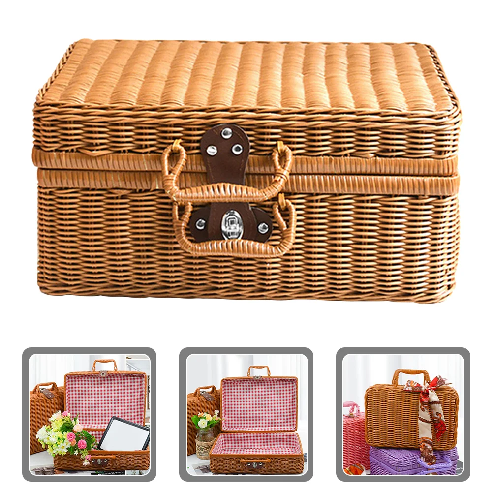 Кошница за съхранение на къщи, реколта плетени кошници за пикник, ретро стил1